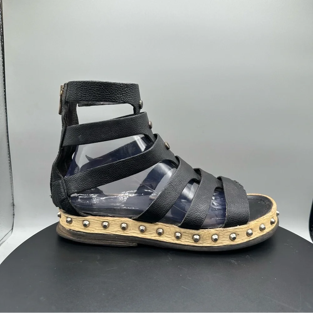 A.S. 98 Leather Studded Gladiator Sandals Women EU 39 Black - Picture 2 of 13
